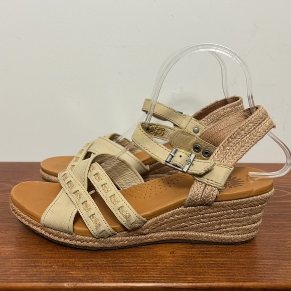 UGG Mairi Espadrille Wedge Buckle Strap Leather Sandal Neutral Boho Comfort 8.5 - Picture 8 of 14